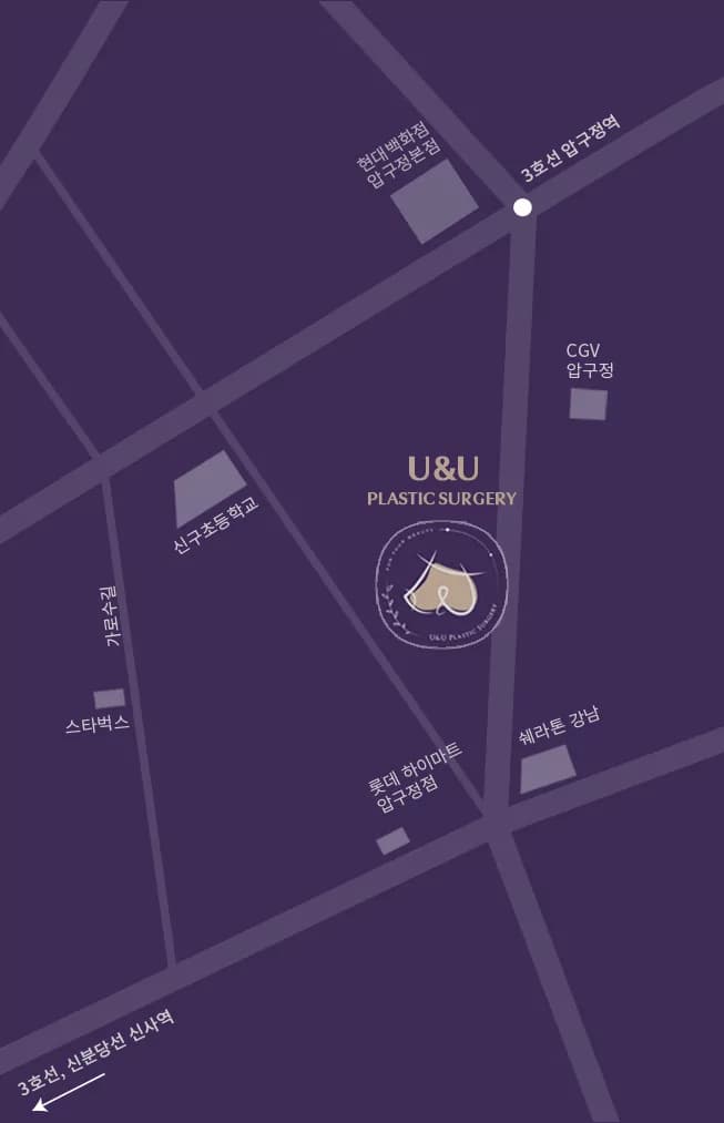 Карта расположения клиники U&U — Сеул, Каннам-гу, Нонхён-ро, 819, здание Мёнгван
