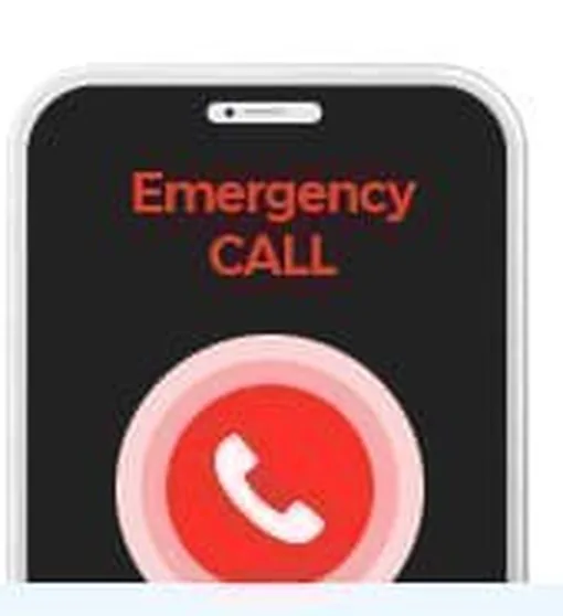 Смартфон с включённым экраном Emergency CALL