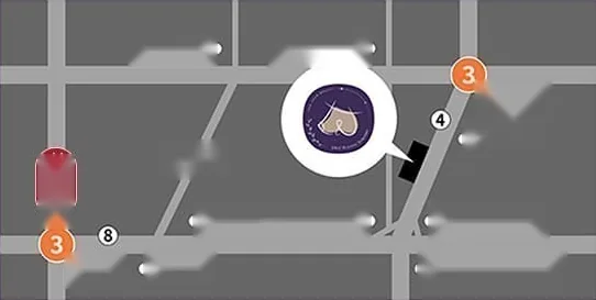 Схема проезда в клинику U&U — район Каросу-гиль, между ст. Апкучжон (линия 3) и ст. Синса (линия Синбундан)