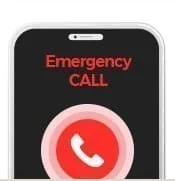 Смартфон с включённым экраном Emergency CALL